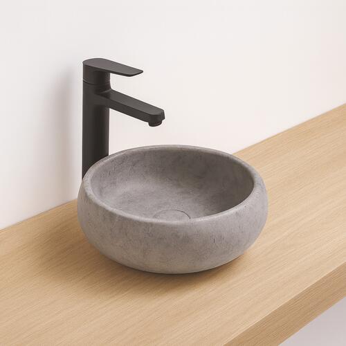 Vasque ronde à poser SORA en céramique Ø36 x h.12 cm - Marbre gris